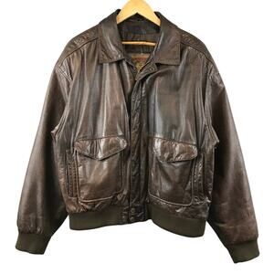 ADVENTURE BOUND BY WILSON  SOFT LINED LEATHER BOMBER JACKET BROWN MENS XL